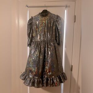 NWT Batsheva prairie dress - Iridescent silver knee length